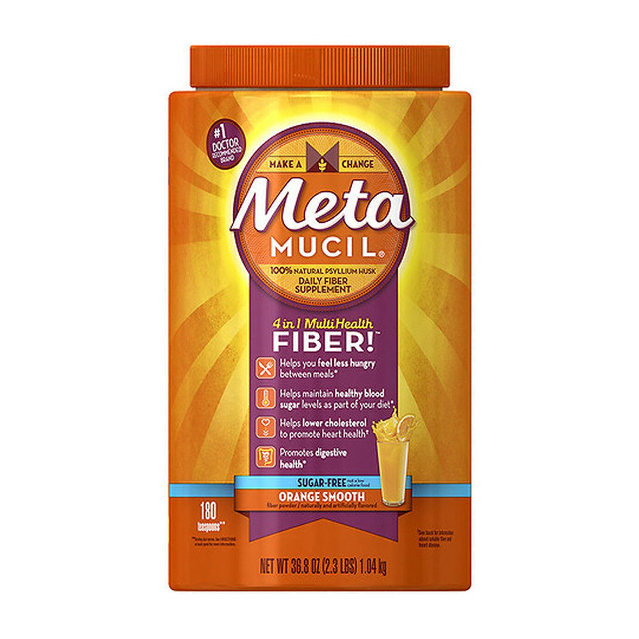 Metamucil Psyllium Fiber Supplement Sugar Free Powder - Orange