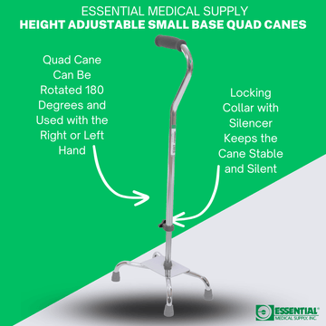 Essential Medical Supply Endurance Small Base Quad Cane In Silver