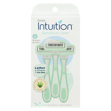 Schick Intuition Sensitive Care 4 Blades Disposable Razors 3 Ea