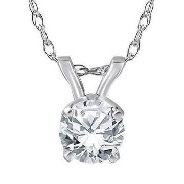 3/4Ct Round Cut Diamond Solitaire Pendant 14K White Gold