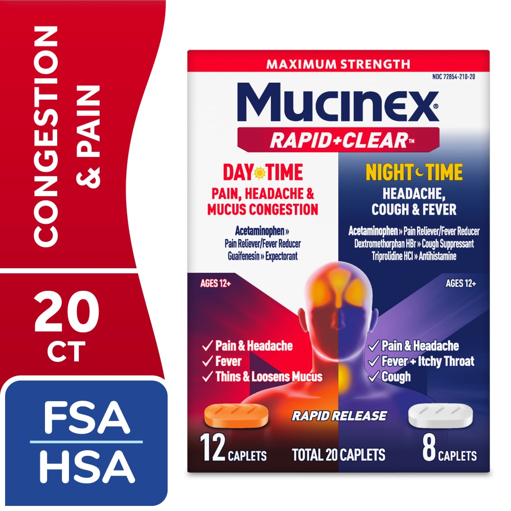 Mucinex Rapid +Clear  Day & Night Caplets 20 Ct