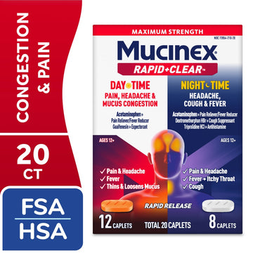 Mucinex Rapid +Clear  Day & Night Caplets 20 Ct