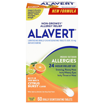 Alavert Value Size Citrus Burst Flavor Orally Disintegrating Tablets 10 Mg Loratadine Antihistamine