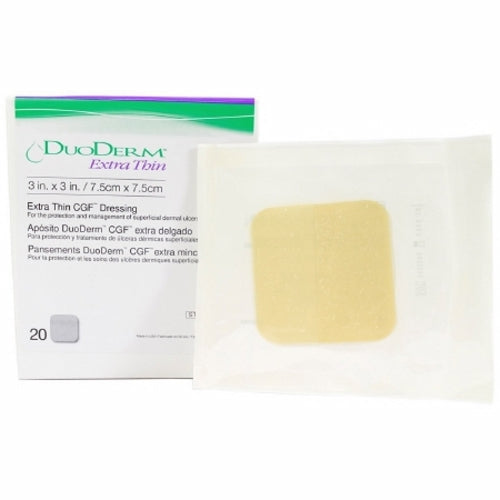 Convatec Hydrocolloid Dressing DuoDERM Extra Thin 3 X 3 Inch Square Sterile, Box Of 20