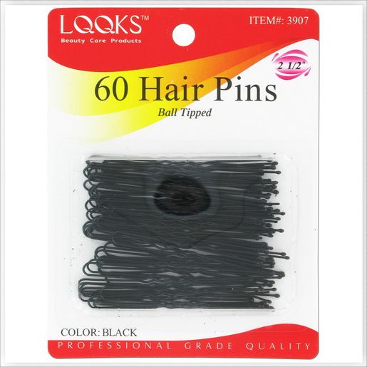 LQQKS U-Pins, 2 1/2", Black, 60 ct