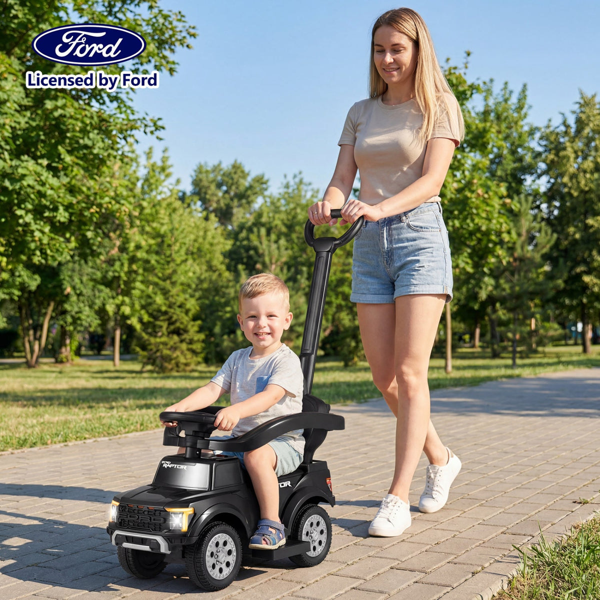 3-In-1 Licensed Ford Push Car for Toddlers