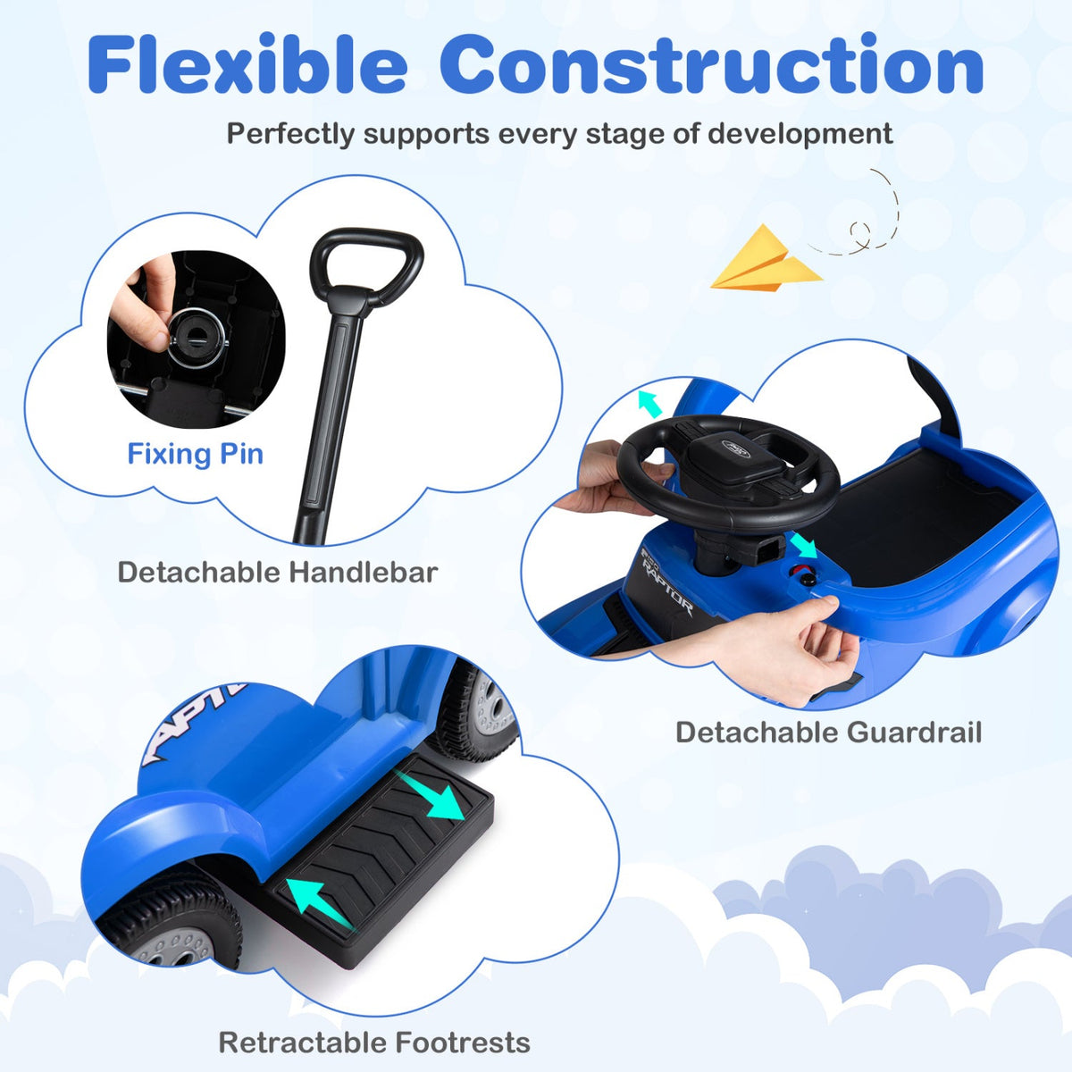 3-In-1 Licensed Ford Push Car for Toddlers
