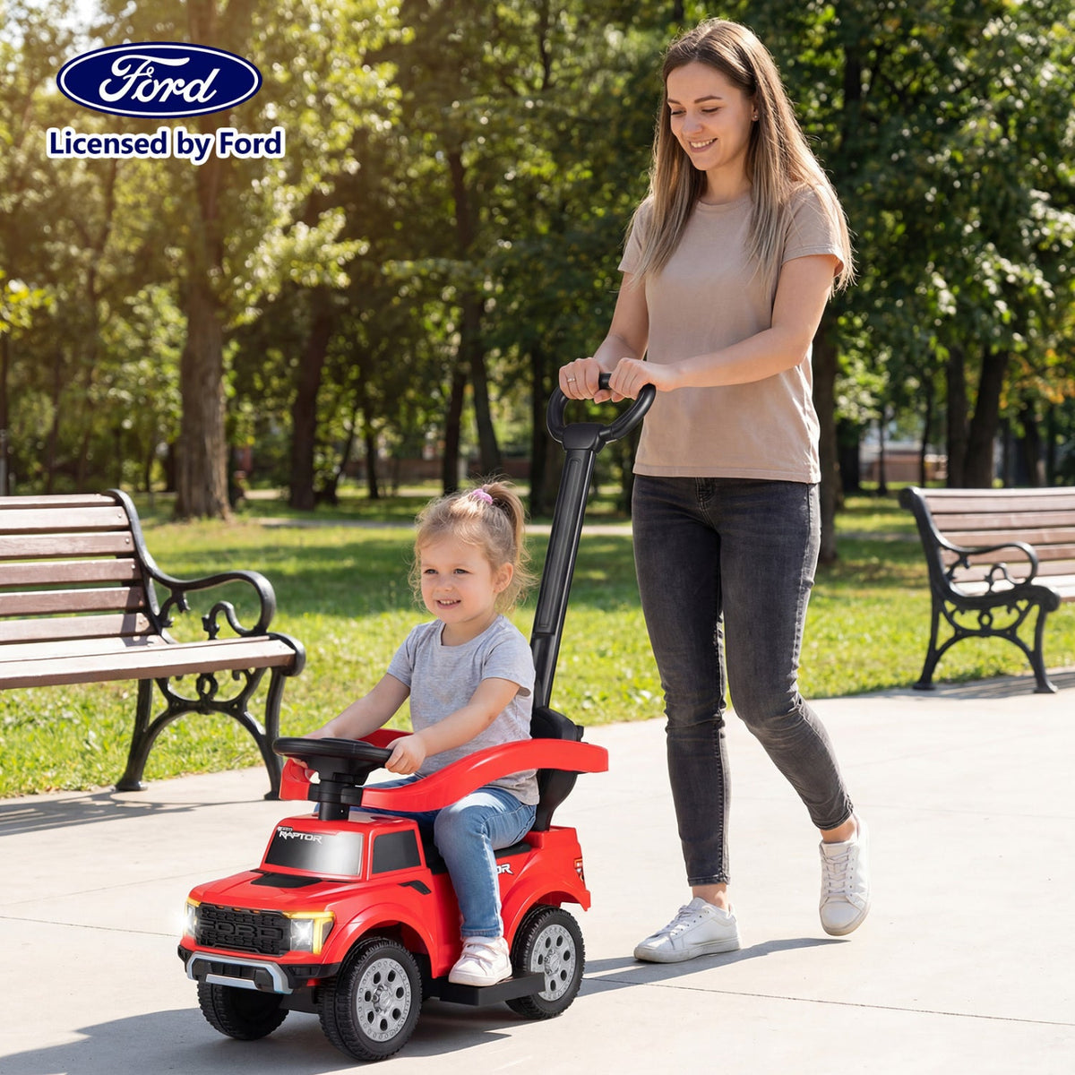 3-In-1 Licensed Ford Push Car for Toddlers