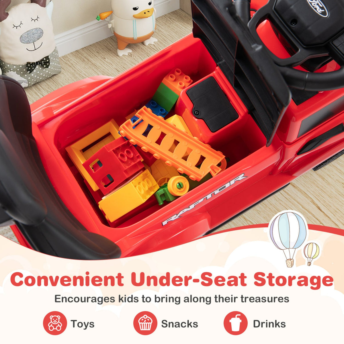 3-In-1 Licensed Ford Push Car for Toddlers