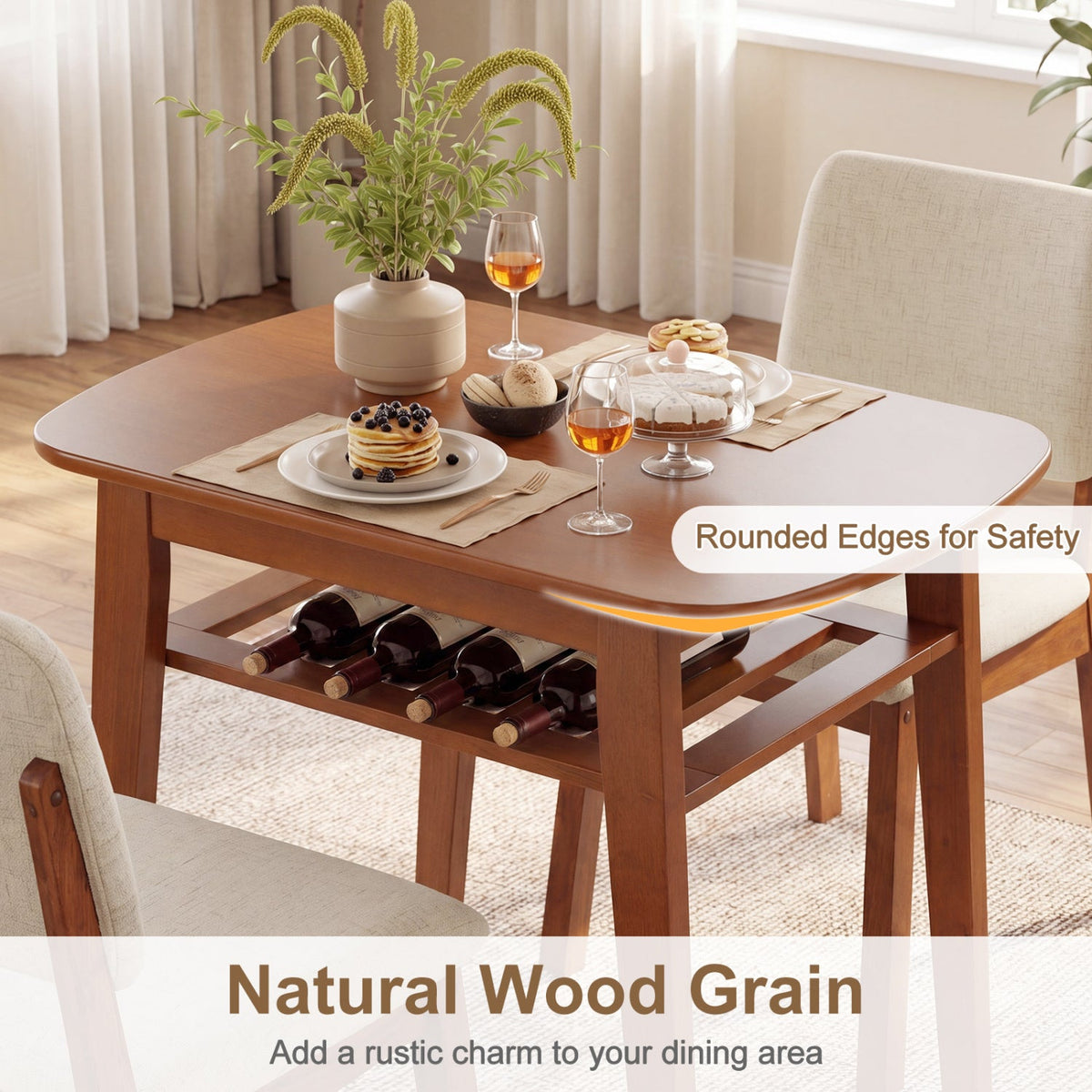 3-Piece Dining Table Set for 2 with Upholstered Chairs