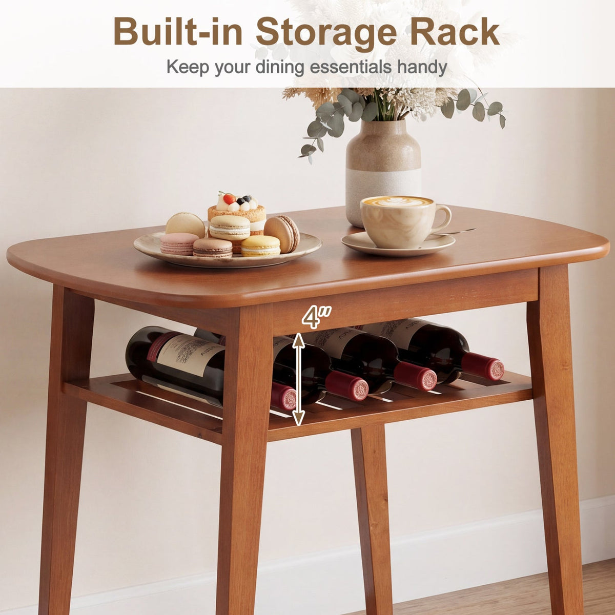 3-Piece Dining Table Set for 2 with Upholstered Chairs