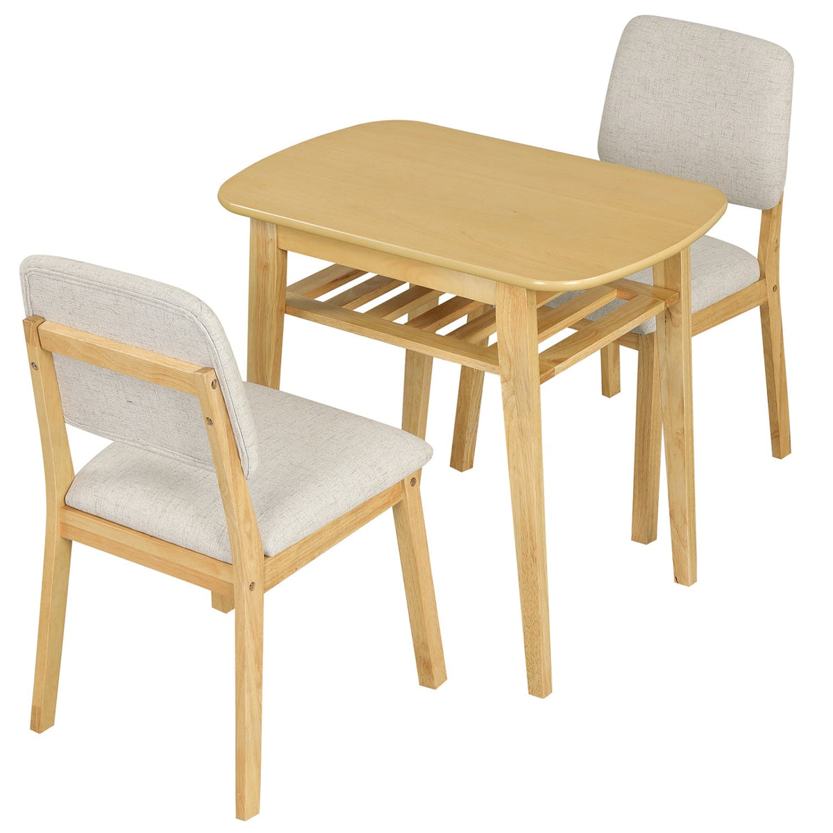 3-Piece Dining Table Set for 2 with Upholstered Chairs