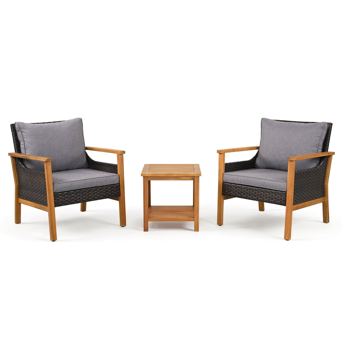 3-Piece Patio Dining Set with Cushions and Side Table
