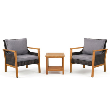 3-Piece Patio Dining Set with Cushions and Side Table