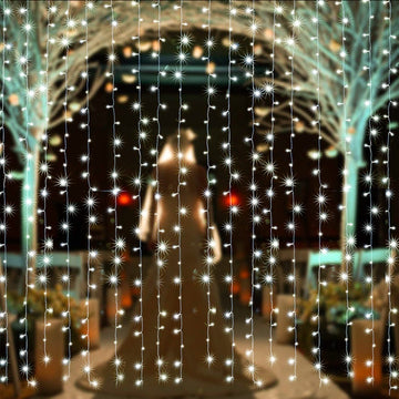 3m x 2m Cool White Waterproof Curtain Fairy String Lights with 8 Modes