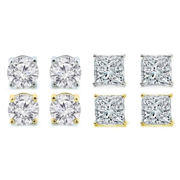 4-Pack: Crystal Stud Earrings Set