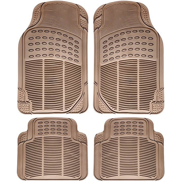 4-Pack: OxGord® Ridged Style 1st & 2nd Row Black Heavy Duty Rubber Floor Mat Set