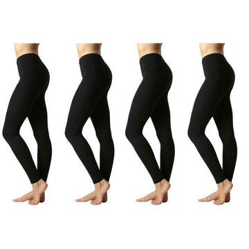 4-Pack: Women's Premium Cotton Full Length Leggings