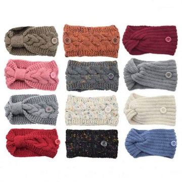 4-Pack: Women's Winter Headband and Ear Warmer with Buttons to Hold Mask