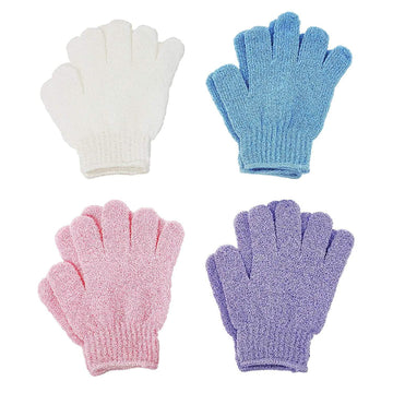 4-Pairs: Exfoliating Gloves - Premium Scrub Wash Mitt for Bath or Shower