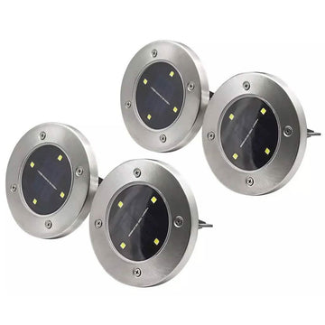 4-Piece: Disk Solar Powered Path Lawn Lights