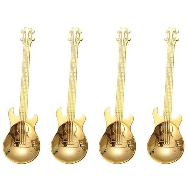 4-Piece: Guitar-Shaped Spoon Set