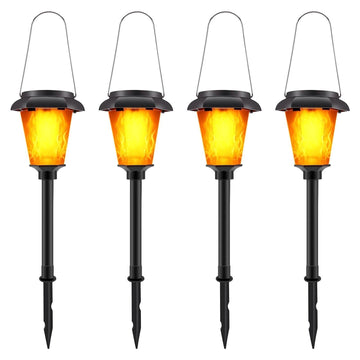 4-Piece: Solar Torch Outdoor Light with Flickering Flame