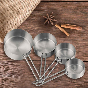 4-Piece: Stainless Steel Measuring Cups Stackable Kitchen Spoons Set
