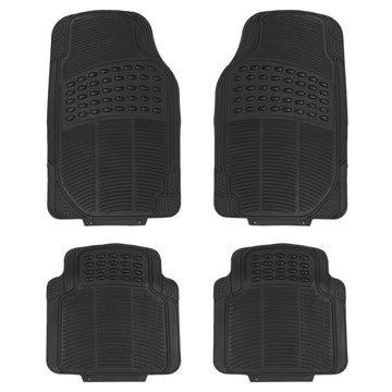 4-Pieces: Heavy Duty PVC Rubber Automotive Floor Mats with Trimmable Design