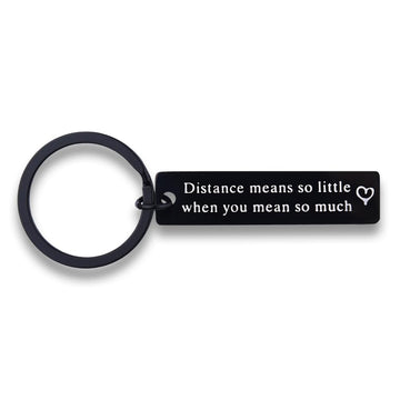 yaozeio Long Distance Relationship Keychain Gift for Couples Black Unisex