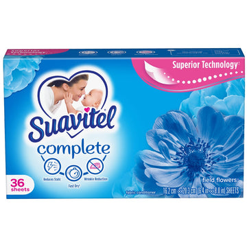 Suavitel Complete Dryer Sheets, Field Flowers Scent, 36 Count