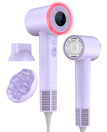 OSOU Diffuser Hair Dryer High Speed Fast Drying Hair Dryers Negative Ionic Professional Blow Dryer with 110000 RPM Brushless Motor Lightweight Low Noise Thermo-Control Hairdryer Travel with Nozzle