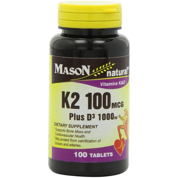 Mason Natural Vitamin K2 100 Mcg Plus D3 1000 Iu Tablets