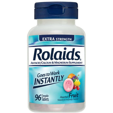 Rolaids Antacid/Calcium & Magnesium Supplement, Extra Strength, Chewable Tablets, Assorted Fruit