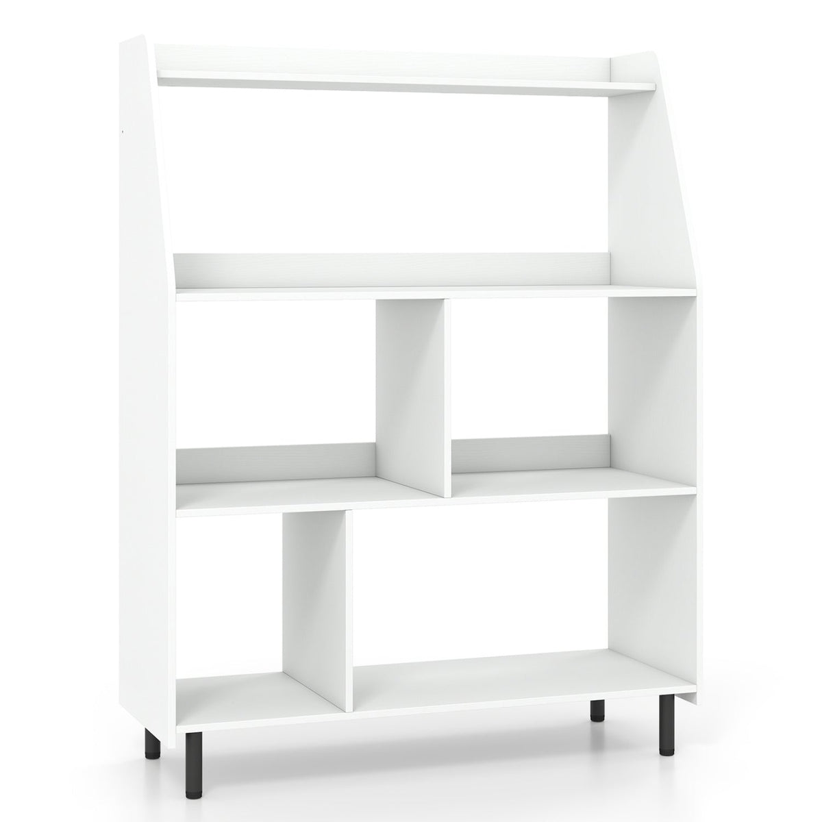 4-Tier Open Bookcase with Anti-Tipping Kits - White