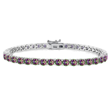 4mm Round Mystic Topaz Tennis Bracelet
