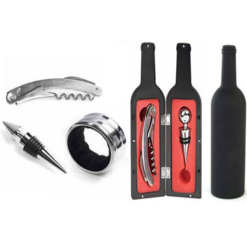 5-Piece: Wine Opener Set with Bottle-Shaped Case