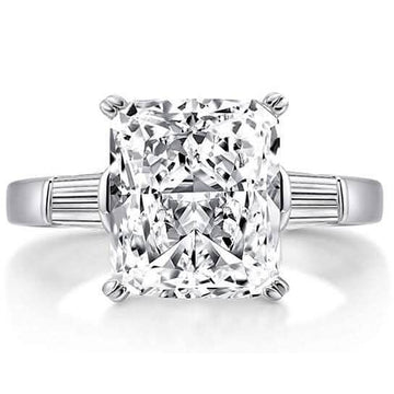 5.00 CTTW Square Brilliant Cut Tri Stone Engagement Ring
