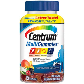 Centrum MultiGummies Gummy Multivitamin For Men, Multivitamin/Multimineral Supplement With Selenium, Antioxidants And Vitamin D3, Assorted Fruit Flavor