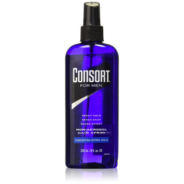Consort for Men Hair Spray, Unscented Extra Hold, 8 oz (Non-Aerosol)