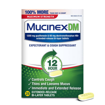 Mucinex DM 12 Hour Maximum Strength Extended-Release Bi-Layer Expectorant & Cough Suppressant Tablets 28 Ct Box
