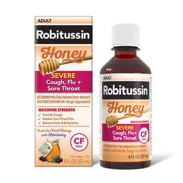 Robitussin Adult Severe Cough Flu + Sore Throat Cf  Max Liquid Honey   8 Oz