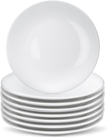 8 Pcs Porcelain Dessert Plates,6 inch White Appetizer Plates,Round Small White Plates,Small Plates for Appetizers,Ceramic Dessert Plate for Cake Snacks,Microwave Oven and Dishwasher Safe