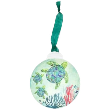 Generic Sea Turtle Metal Ornament Teal White Coastal Décor Hanging