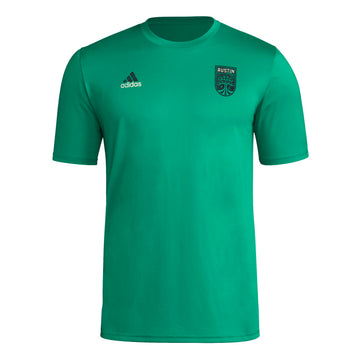 adidas Mens Short Sleeve Pre-Game T-Shirt Kelly/Austin Fc XX-Large