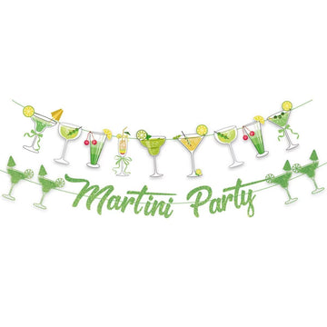 NOFEZA Martini Party Banner Green Mojito Martini Garland Art Deco