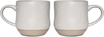 Bosmarlin Large Stoneware Speckled Coffee Mugs Set of 2, Big Ceramic Tea Cup, 17 Oz, Dishwasher and Microwave Safe (White, 2)