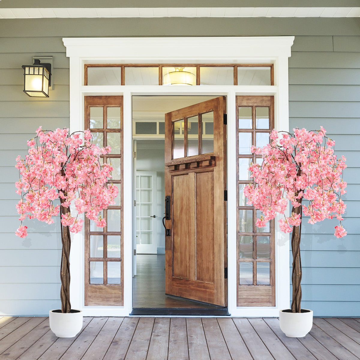 5.5 FT Tall Artificial Cherry Blossom Tree with Pink/White Flowers 1 Pack