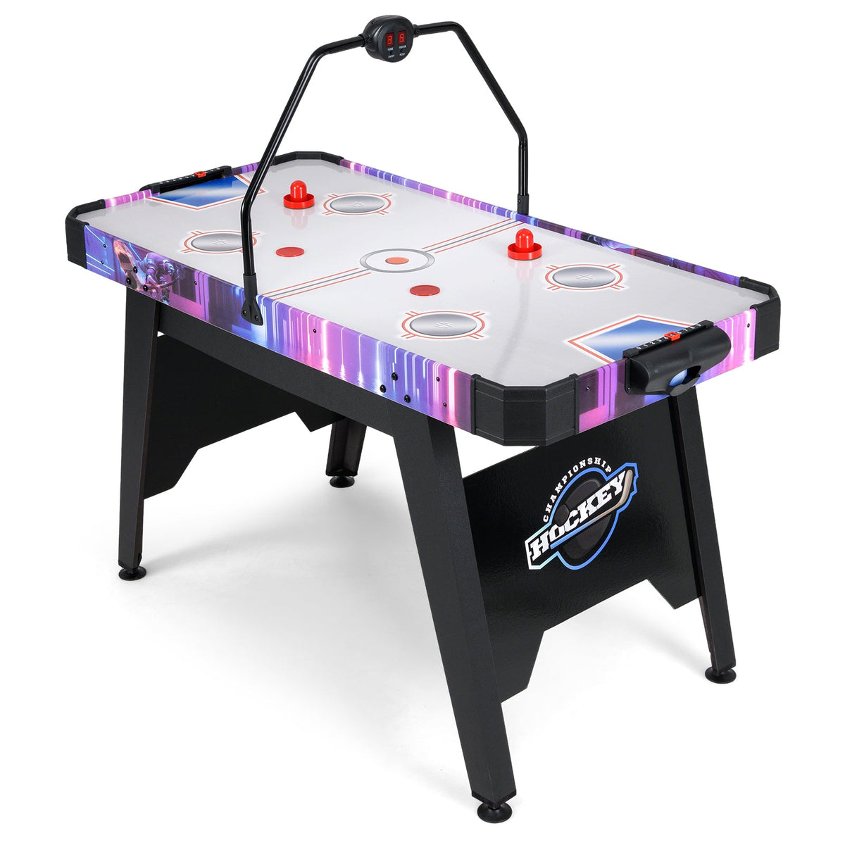 56 Inch Air Hockey Table with LED Digital Scoreboard and Powerful 12V Motor-White