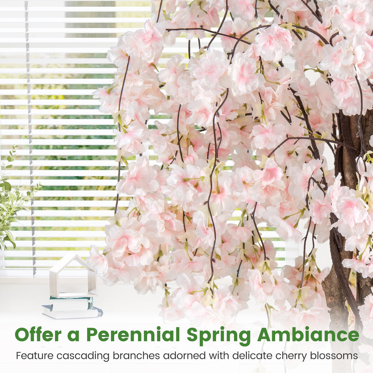 5.5 FT Tall Artificial Cherry Blossom Tree with Pink/White Flowers 1 Pack